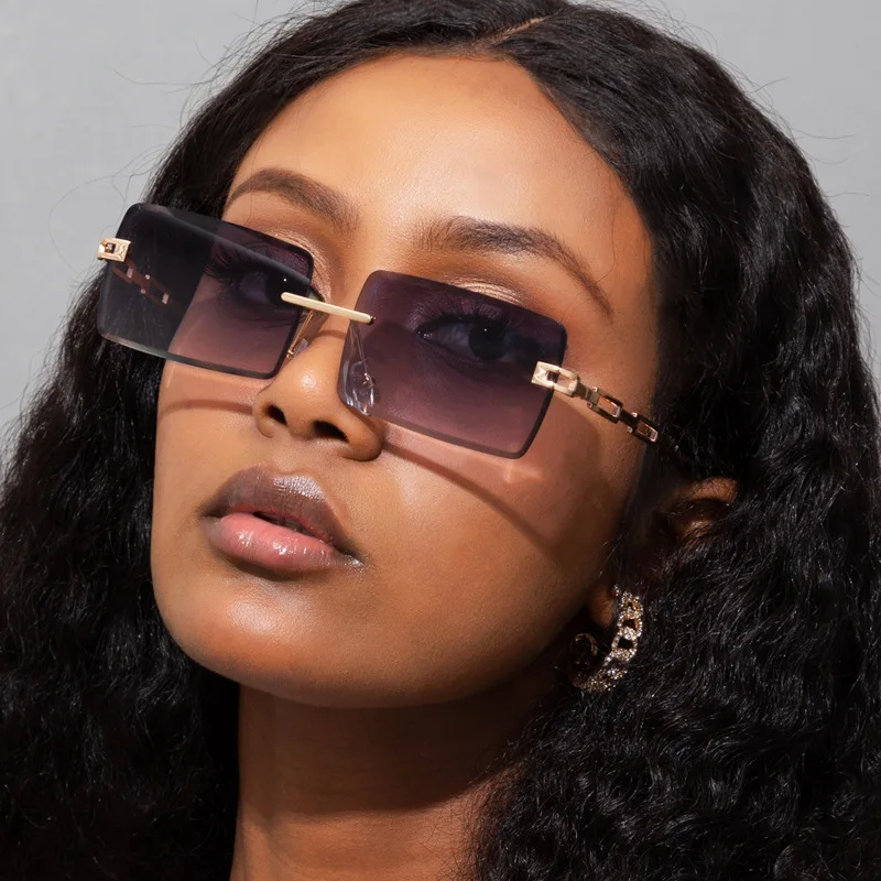 

Fashion Rimless Vintage Sunglasses Women Brand Shades Retro Square Sun Glasses Gradient Eyeglasses Men Luxury Eyewear UV400