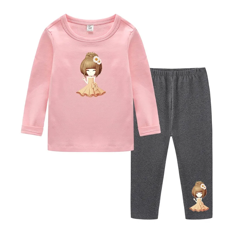 Pink Детские пижамы для девочек, пижамы, Детская одежда, костюмы, хлопковые рождественские пижамные комплекты с героями мультфильмов, детская одежда для сна 2, 4, 6, 8, 10, 11 лет - Цвет: Pink