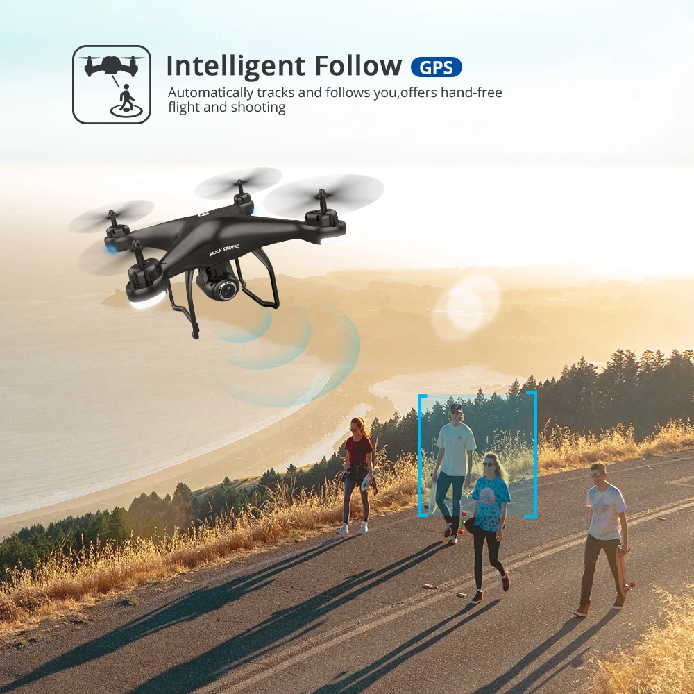 Holy Stone HS120D gps Дрон FPV с HD камерой 1080p Wifi RC дроны селфи следуем за мной Квадрокоптер gps ГЛОНАСС Квадрокоптер 300 м