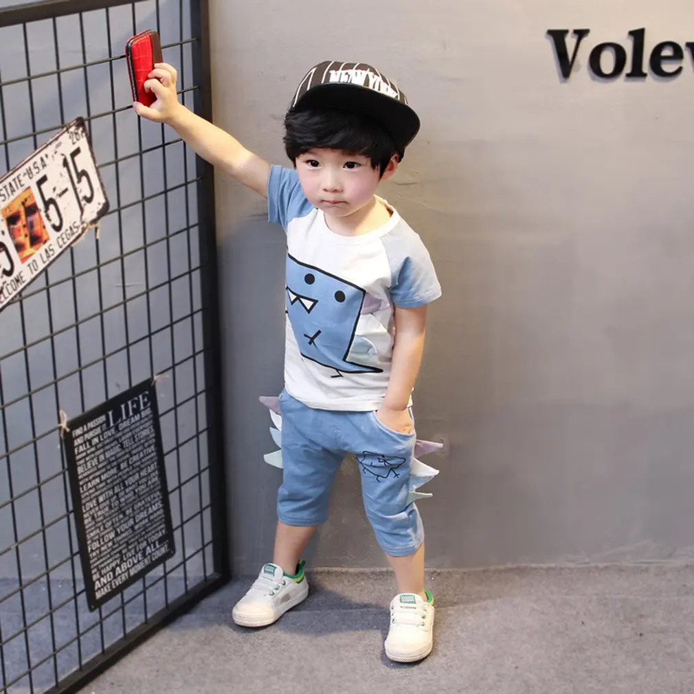 

OUTAD Baby Boy Clothes Brand Summer Kids Clothing Sets Dinosaur Printed t-shirt+pants suit For Kids Baby Hot Sale