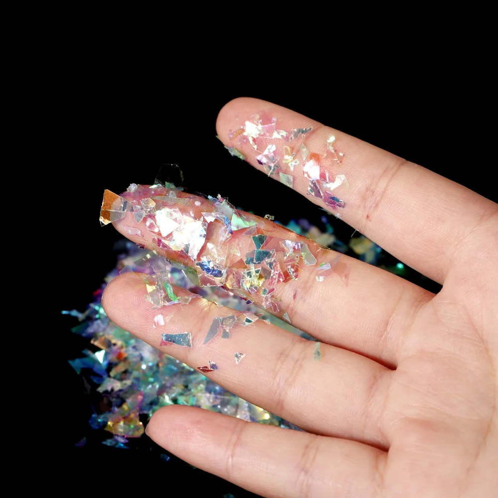 20g/bag Irregular Shell Paper Sequin Laser Film Foil Resin Stuff Rainbow Stickers For DIY Epoxy Silicone Mold Nail Art Supplies |