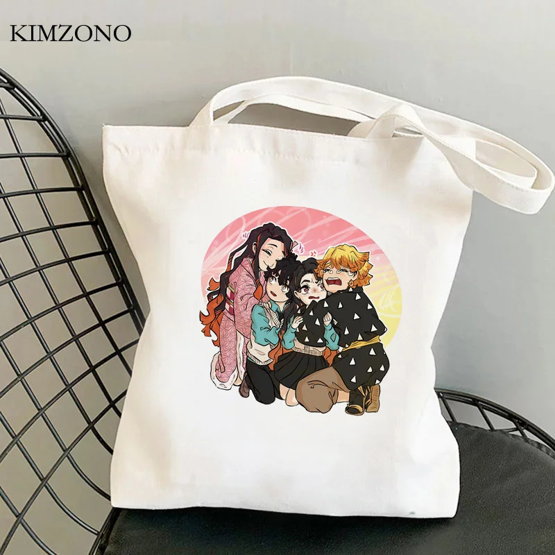 

Demon Slayer Kimetsu No Yaiba shopping bag bolsas de tela bolso reusable canvas recycle bag bag reciclaje woven ecobag net grab