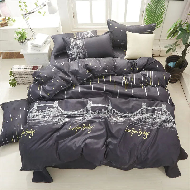 

Modern geometric bed linen set sheet, pillowcase&duvet cover Autumn bedding set 3/4pcs home bed set reactive printed bedclothes