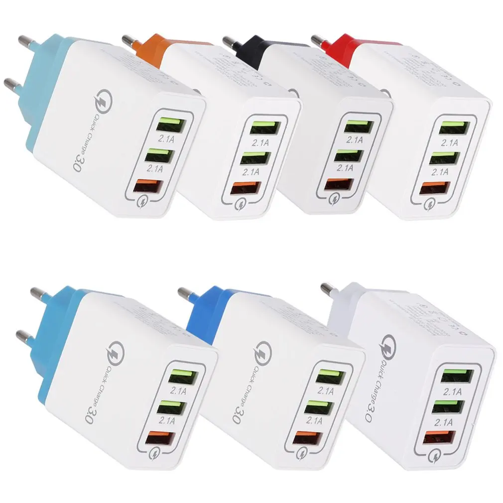 

Multi Interface 5V 9V 12V Smart Phone Charger Head 3USB QC3.0 Mobile Phone Fast Charging Charger Head