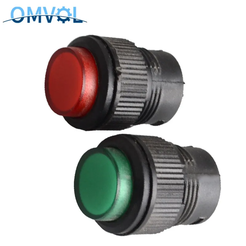 2 шт. 16 мм Мгновенный кнопочный переключатель самоблокирующийся красный/зеленый