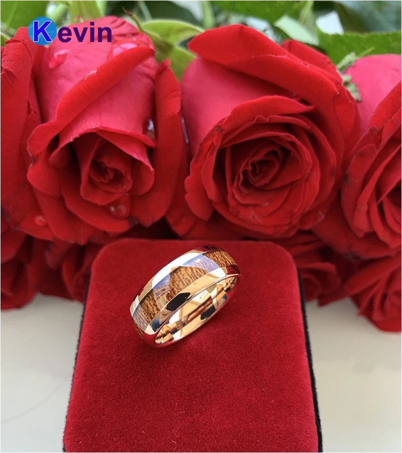 Обручальное кольцо из карбида вольфрама цвета розового золота для мужчин и