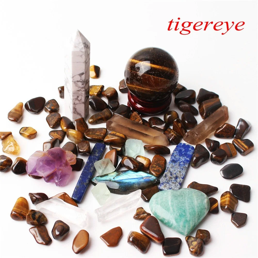 Tiger eye 1 комплект много смешанных натуральных кристаллов обелиска шариковая палочка сердце гравий минералы образец рейки целебная домашняя декоративная статуэтка - Цвет: Tiger eye