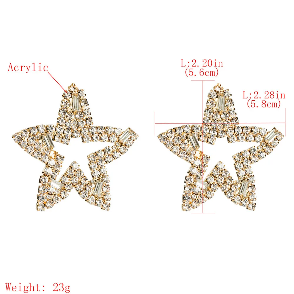 SexeMara Новые блестящие стразы украшения в виде звездочек большие серьги гвоздики