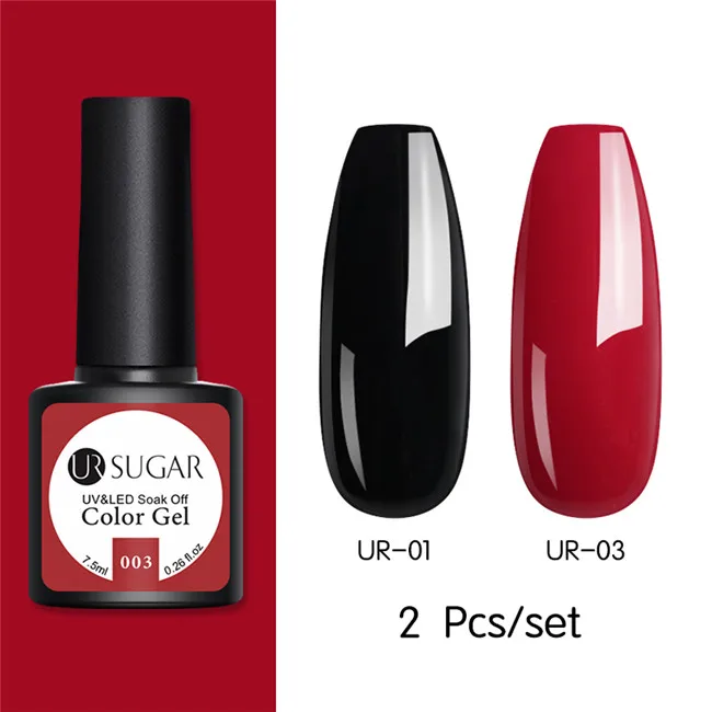 New 2pcs 19 Ur Sugar 2/4 шт. Розовый Блестящий Гель-лак для ногтей замочить от УФ-светодиодный длительный гель лак для ногтей Лаки маникюрный лак набор украшений - Цвет: New 2pcs 19