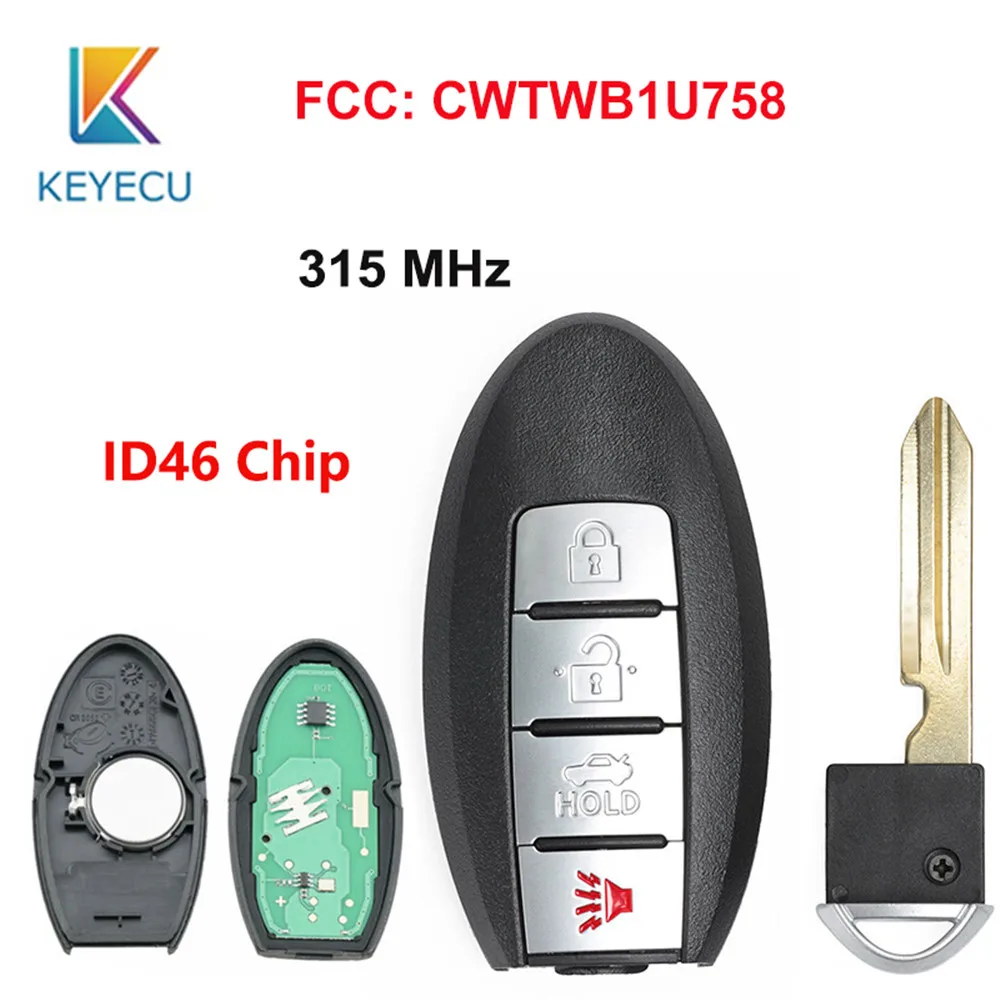 

KEYECU Upgraded Remote Car Key 4 Buttons 315MHz ID46 FOB for Nissan Sentra 350Z Armada Altima Maxima FCC: KBRASTU15 CWTWB1U758