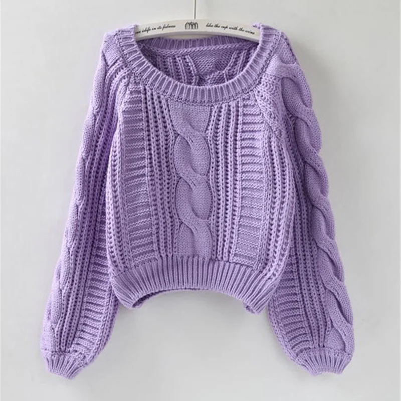 

2021 New Solid Loose Sweater Jumpers Roupas femininas Women Pull Sweaters Candy Color Harajuku Chic Short Sweater Twisted Pull