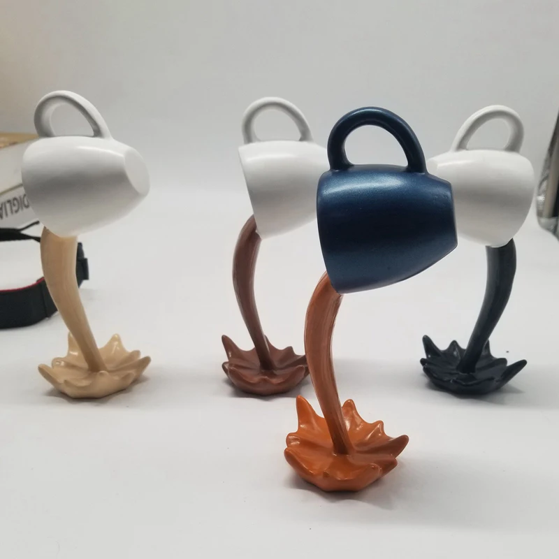 

7PCS Creative 3D Suspended Coffee Cup Resin Standing Mug Home Stereo Coffee Cup Art Deco Decor Overflowing Coffee Cup Decoration