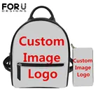 FORUDESIGNS, индивидуальное изображение, маленький кожаный рюкзак для женщин, повседневные стильные рюкзаки с кошельком, 2 комплекта для подростков, женский рюкзак