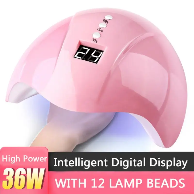 Фото Новая умная быстросохнущая Индукционная лампа для ногтей розового цвета с