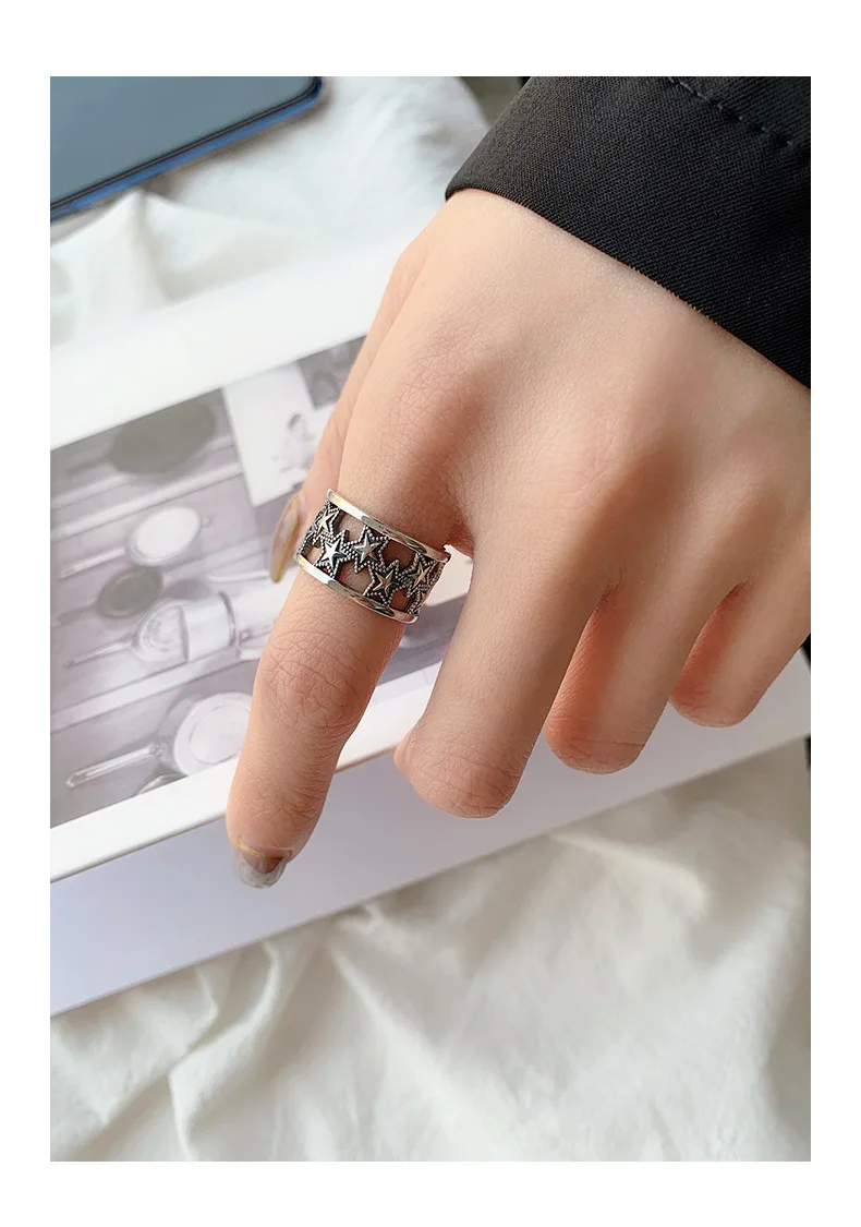 

Retro Retro Fashion Open Ring European Hip Hop XINGX 925 Marcasite Ring Ins Cold Style Bracelet