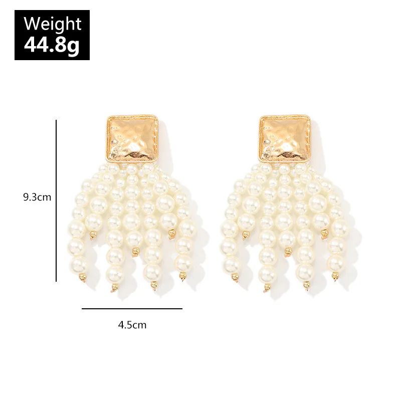 Женские жемчужные сережки кисточки Metro длинные подвески в стиле ретро квадратные