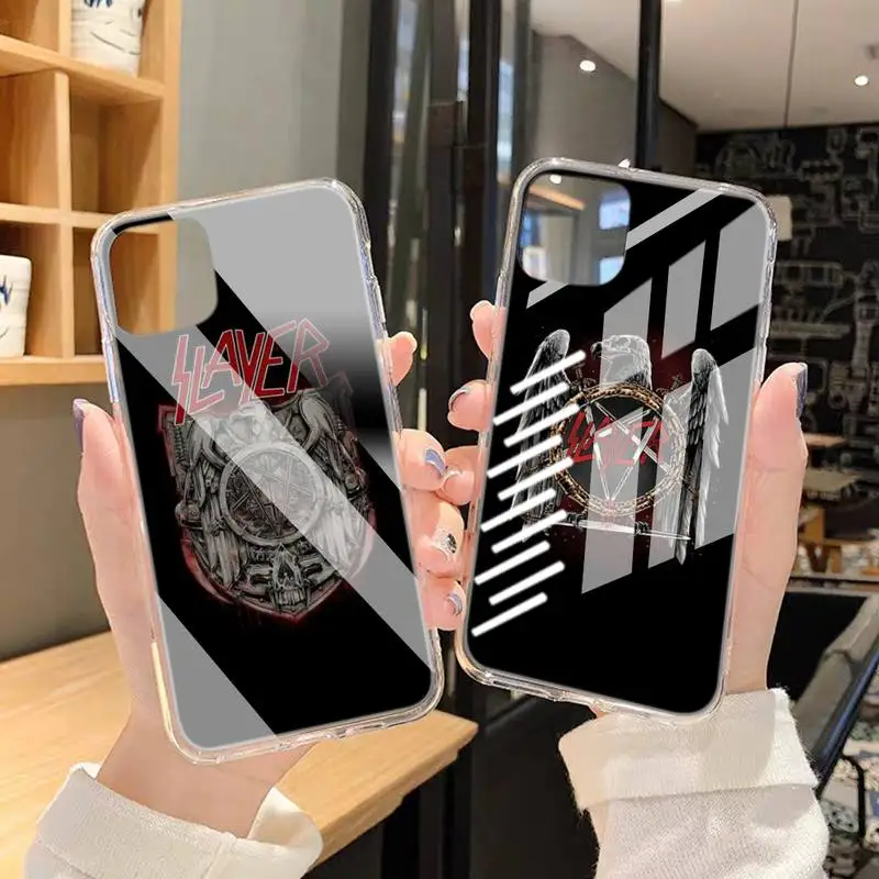

Slayer Rock Band Phone Case Transparent Case For Iphone 6 6s 7 8 Plus XR X XS XSmax 11 12 13 Pro Mini Max