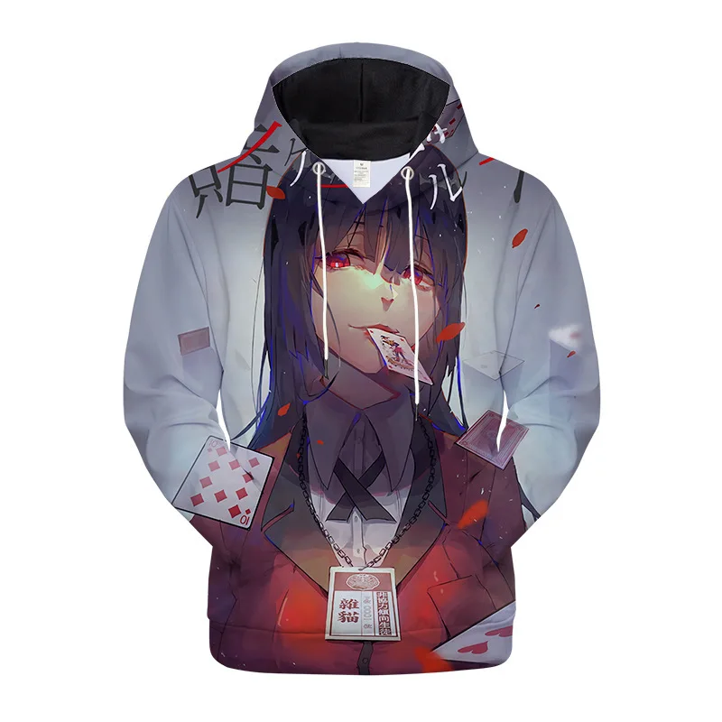 Kakegurui Thin Loose Hoodie Cosplay Anime Cute Jabami Yumeko Hooded Men Women Sweatshirt Oversized 4XL Summer Casual Streetwear