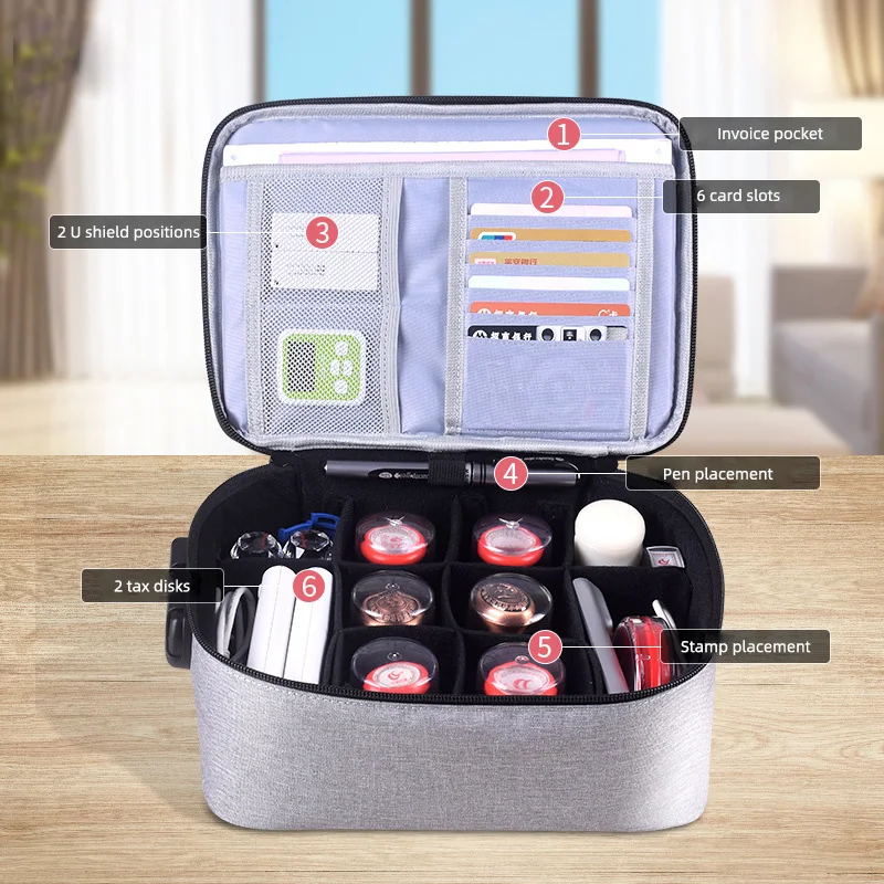 Multi-Purpose Document Storage Briefcase Business Trip Portable Official Seal File Organize Bag Travel Certificates Handbag Item