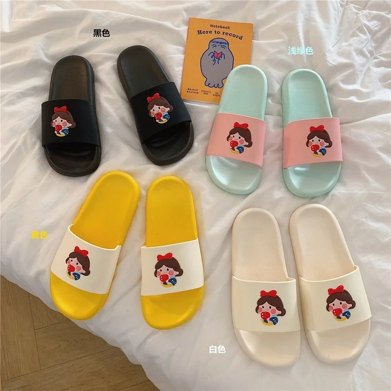 

Cartoon Cute Girl Heart Sandals and Slippers Bathroom Bathing Home Wear Net Red Female Summer Soft Bottom Beach Sandals Slippers