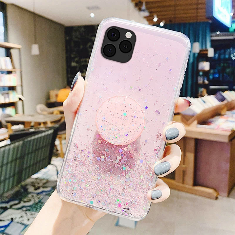 Glitter Case For Realme 8 Pro Cases Coque For OPPO A54 A55 A93 A94 F19 Pro Realme GT 8i C25 7 V13 Funda Holder Socket Back Cover