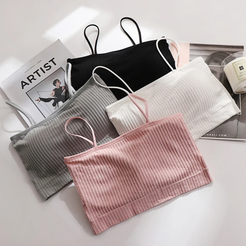 

Женский топ-труба, облегающее нижнее белье для груди, жилет с тонкими бретельками и подкладкой для груди