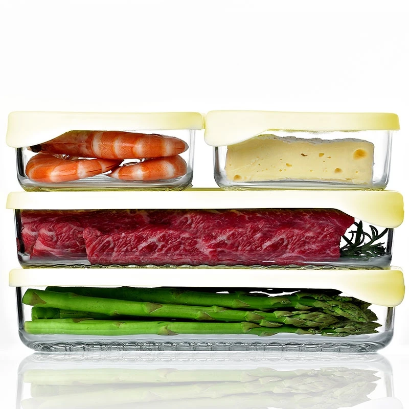 Стеклянный контейнер для еды с силиконовой коробка хранения крышкой Ланч бенто