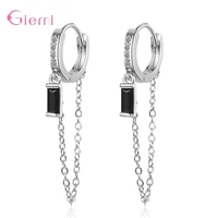 hot fashion 925 sterling silver long chain hoop earrings for women girls anniversary birthday party jewelry accessory