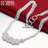 doteffil 925 sterling silver frosted grape beads multi chain necklace for women fashion wedding engagement party charm jewelry