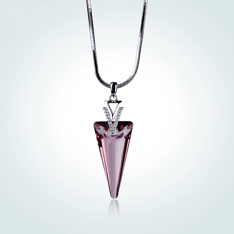 as picture Женское Ожерелье Warme Farben с кристаллами Swarovski, изящное ювелирное изделие, ожерелье с подвеской из треугольника и кристаллов, ожерелье со змеиной цепочкой - Цвет камня: as picture