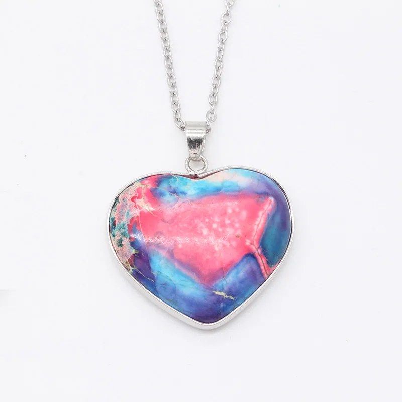 Красочная подвеска в форме сердца каменная ожерелье для женщин йовечерние