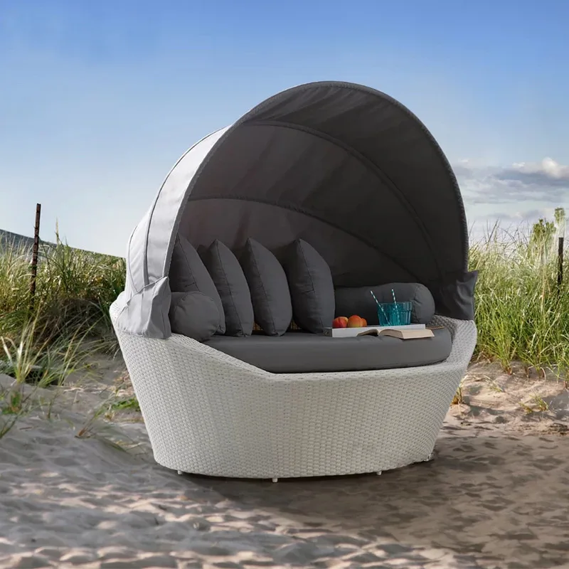 

Уличная мебель из ротанга для виллы, сада, балкона, диван из ротанга, бассейн, круглый диван-кровать, удобная круглая комбинация кровати