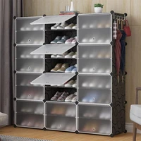 plastic cube dustproof shoe cabinet diy multilayer shoe rack storage shoes boots organizer home furniture space saving hwc