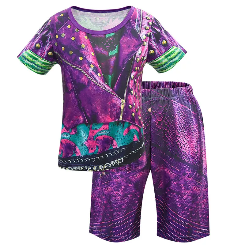 Наследники с короткими рукавами 3 Женская книжка Mal футболка Шорты костюм