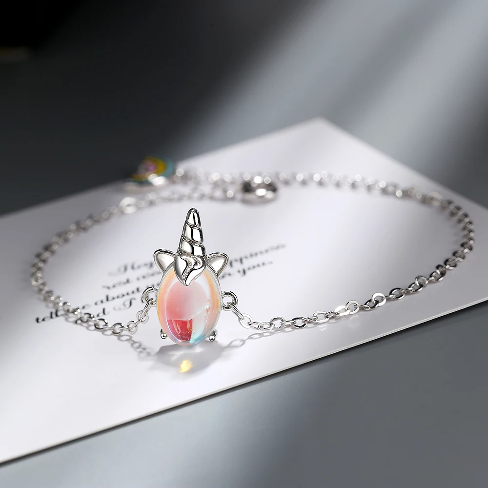 

Todorova New Unicorn Rainbow Bracelets & Bangles Lucky Moonstone Bracelet for Women Birthday Party Gift