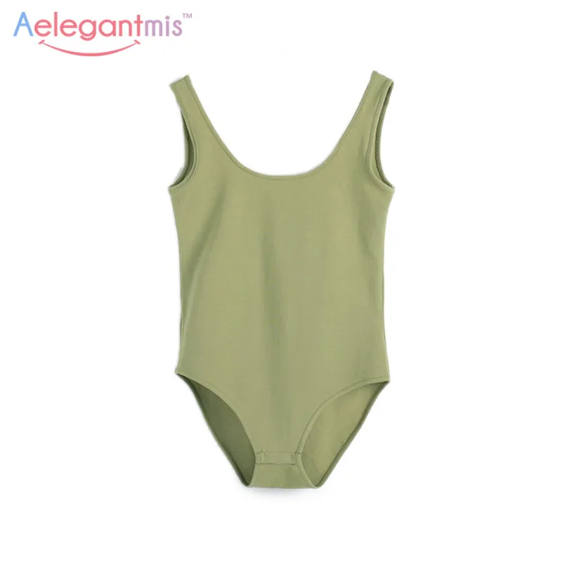 Aelegantmis Сексуальная Bodycon спинки боди женские модные летние без рукавов бретельках