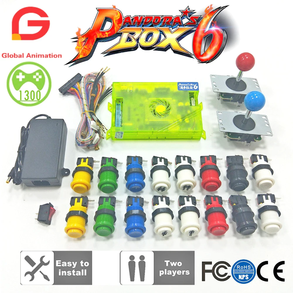 Игровой набор Pandora box 6 1300 в 1 2 игрока игровой сделай сам 8 позиционный джойстик
