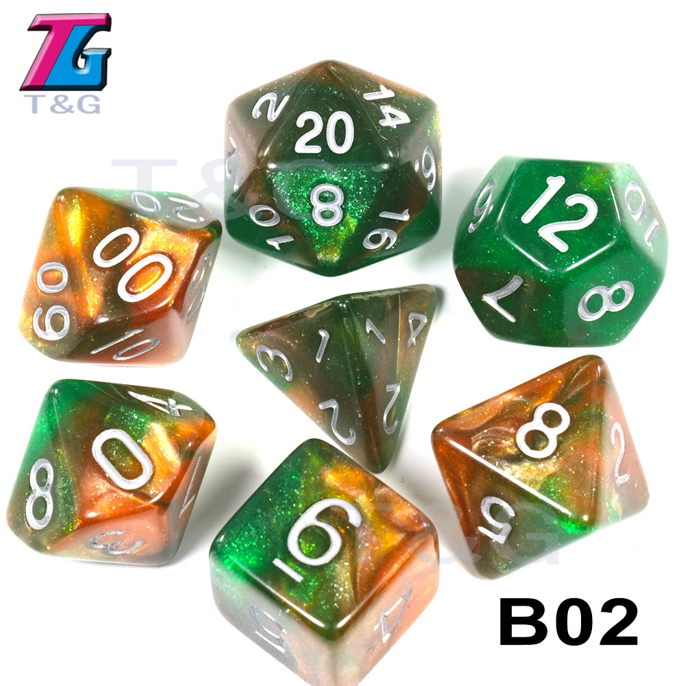 B02 T& G креативная Вселенная Galaxy Dice набор D4-D20 с загадочным Королевский синий микс черный, блестящая пудра ForTRPG, DND настольная игра - Цвет: B02