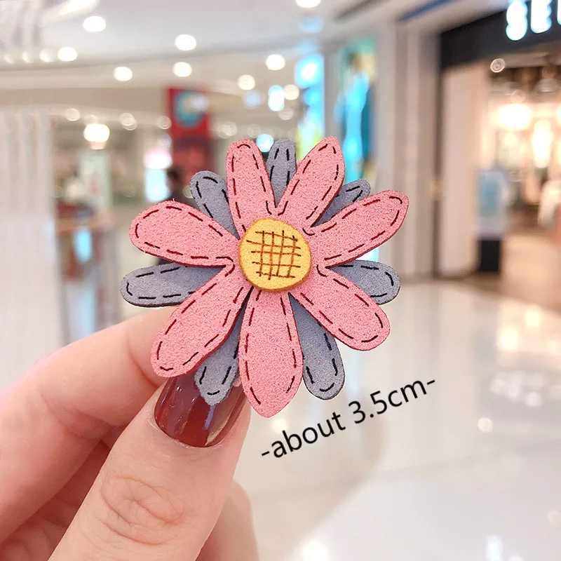 

New Children Cute Candy Synthetic Leather Flower Elastic Hair Clips Girls Lovely Alloy Barrettes Hairpins Kids Hair Accessories