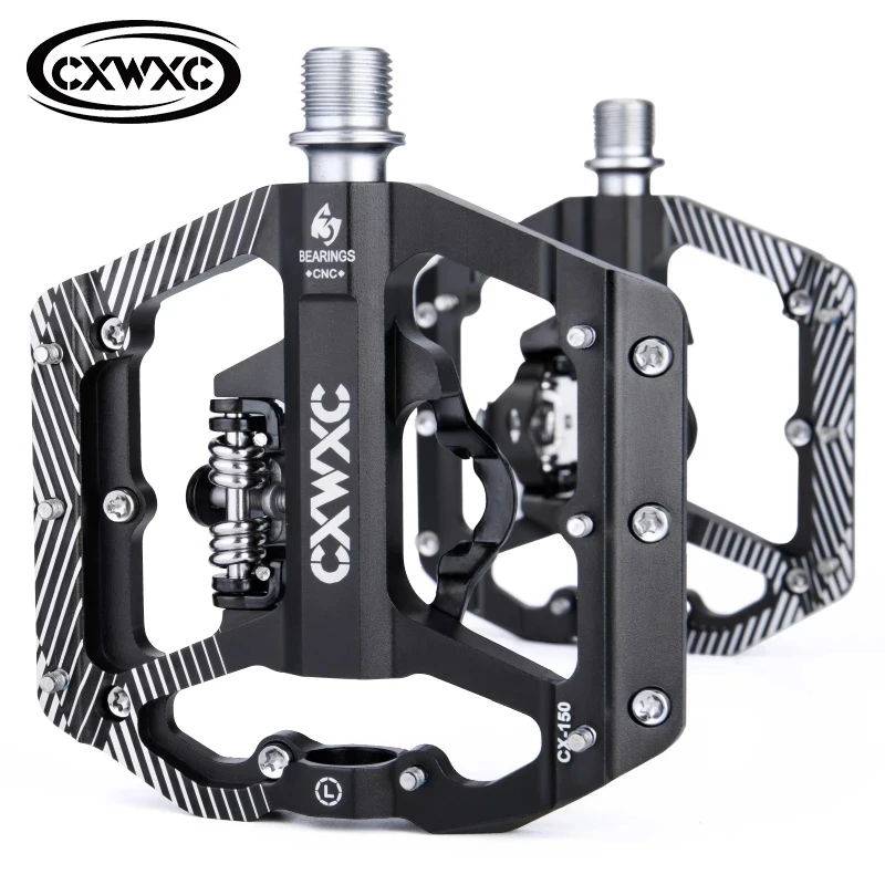 

CXWXC Clipless MTB Pedals Flat Bicycle Pedals Dual Function 3 Sealed Bearings SPD Cleats Bike Pedals Bmx Pedals For Bicycle