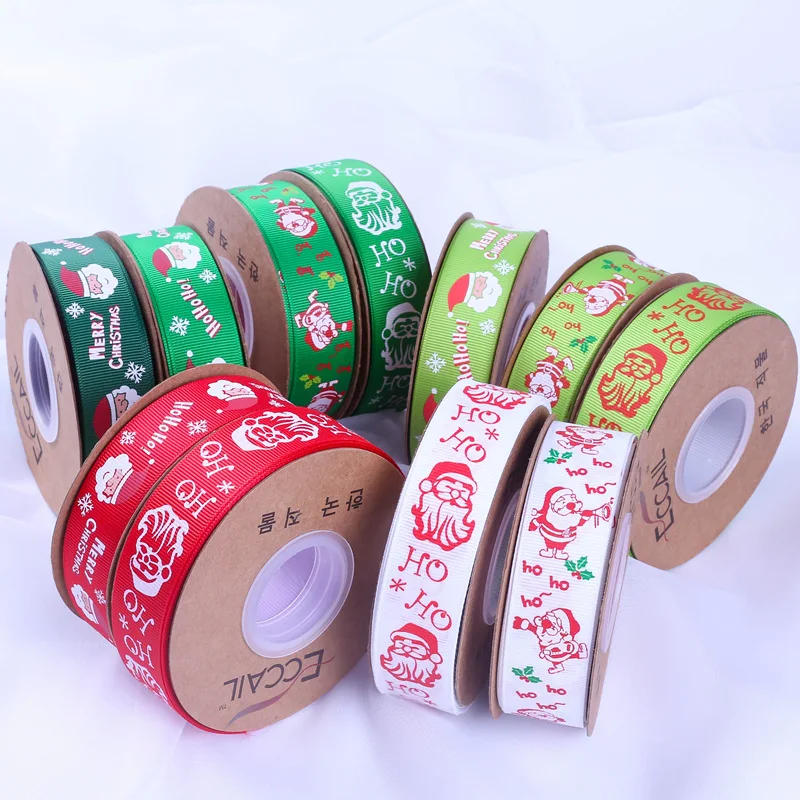 

10 Yards Christmas Diy Bow Hair Accessories Bouquet Packaging Ribbon Clothing Gift Box Silk Santa Claus Printed Letter Belt