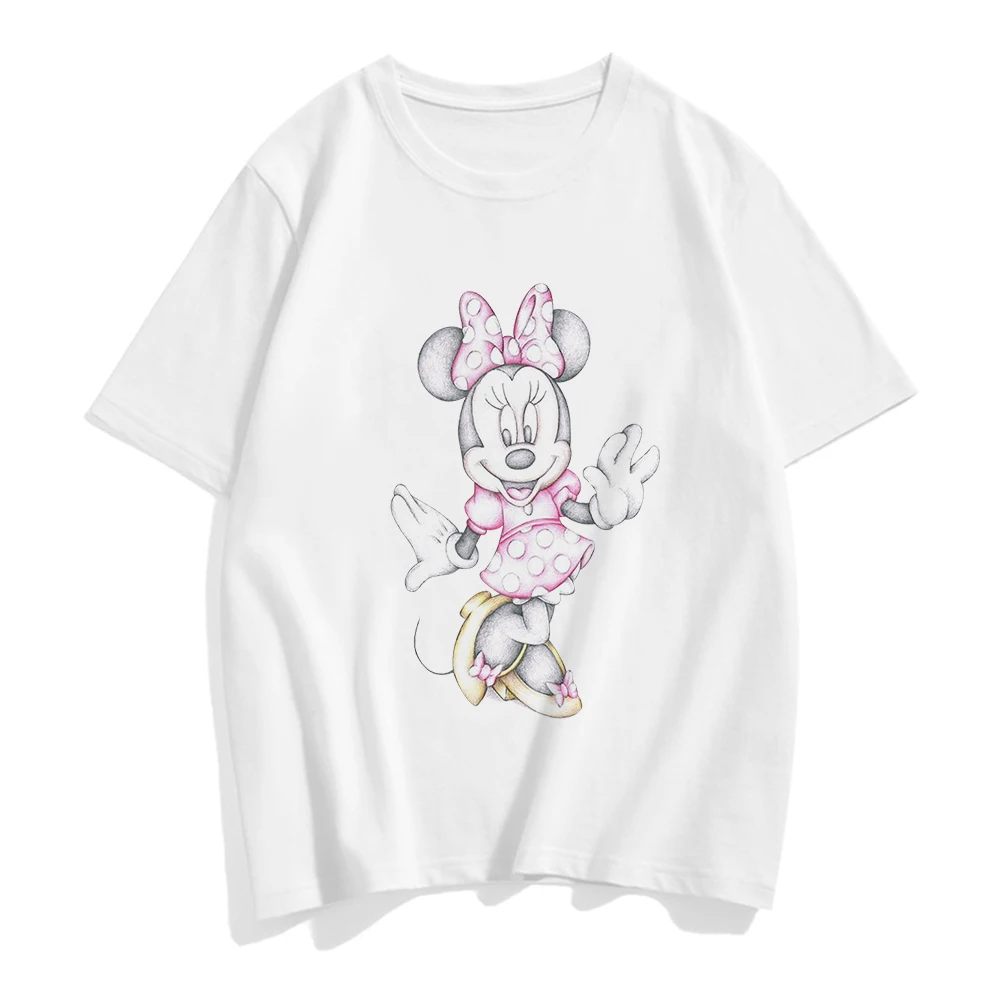 New Minnie Mouse T Shirt Women Kawaii Top Cartoon Graphic Tees Funny Harajuku Disney T-shirt Unisex Fashion Tshirt Female cheap graphic tees