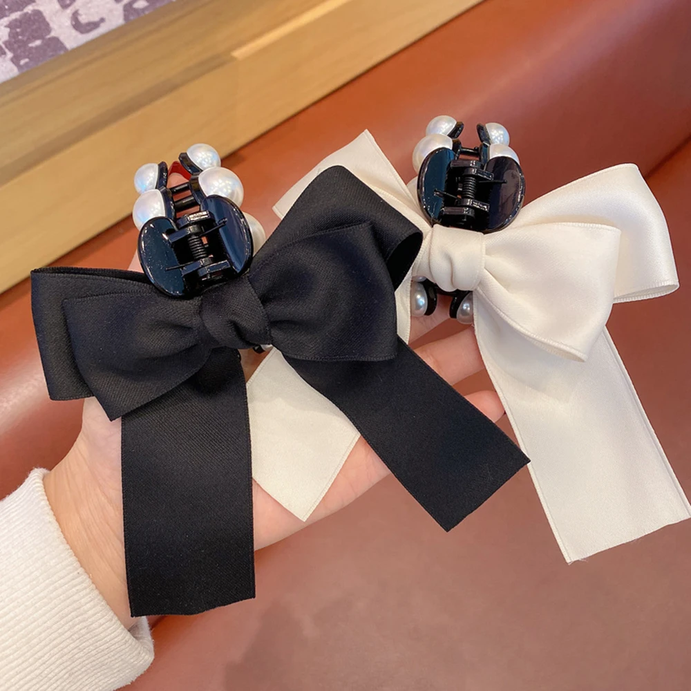 

2021 Korean Bowknot Pearl Hair Accessories Pearl Hair Jaw Clip Hair Jaw Clip Girls Hair Refreshing Women Hair Clips For Girls