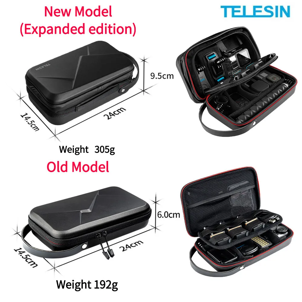 

TELESIN Multifunctional Expansion Storage Bag EVA Hard Case For Gopro Hero 10 9 8 7 6 5 DJI Osmo Action Camera Bag Accessories