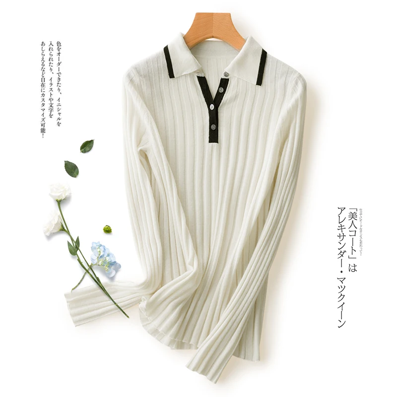 Женский свитер с отложным воротником VOGGIN из австралийской шерсти пуловер