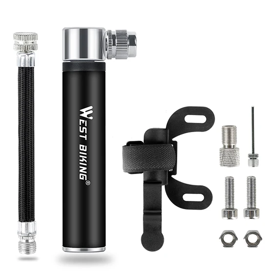 Black 120PSI WEST BIKING 100Psi мини велосипедный насос из алюминиевого сплава ручной воздушный насос для велосипеда насос для шин Schrader Presta клапан MTB дорожный велосипедный насос - Цвет: Black 120PSI