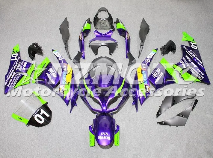 

New ABS Whole fairing Kits Fit for Kawasaki ZX6R ZX-6R Ninja 636 2009 2010 2011 2012 09 10 11 12 bodywork set Purple Green