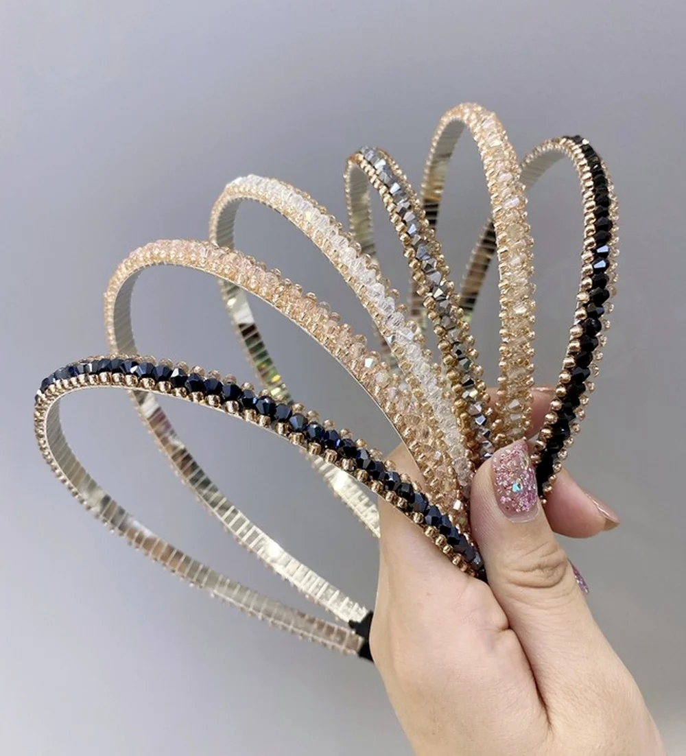 

Korean Slim Stone Gem Rhinestone Headband for Women Girl Simple Crystal Baroque Hairband Headwrap Fashion Hair Accessori