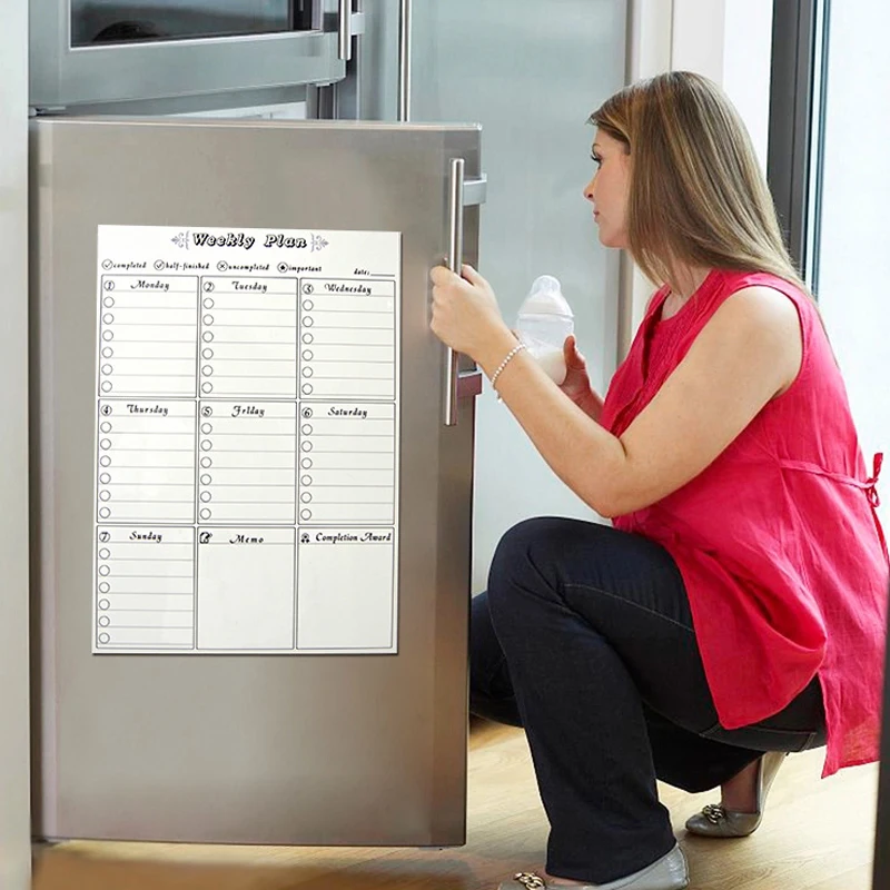 A3 Size Weekly Planner Calendar Magnetic Fridge Stickers Menu Dry Erase Marker Whiteboard Message Board | Канцтовары для офиса и
