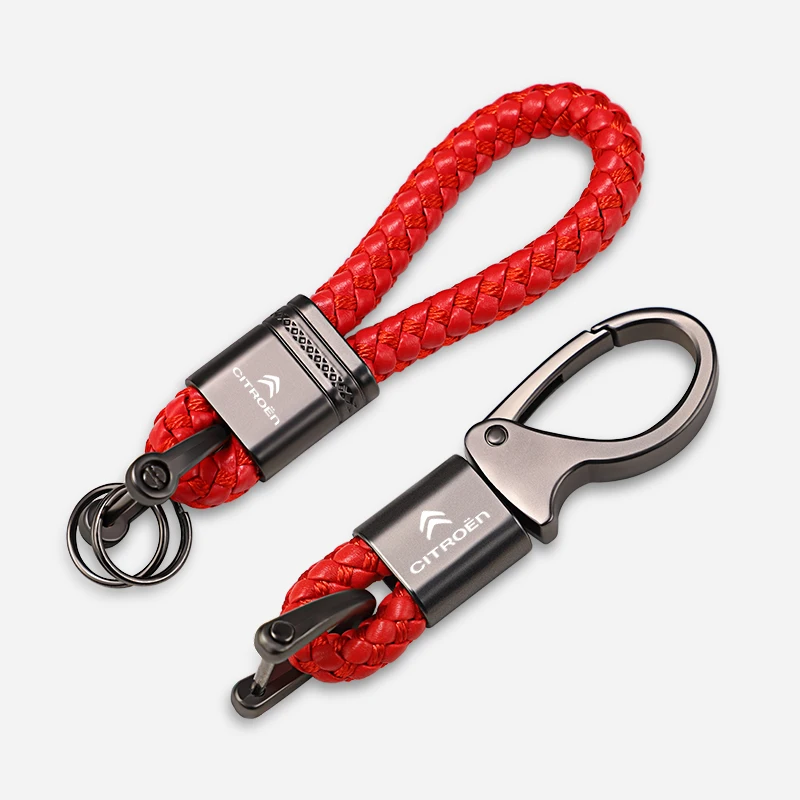 1Pcs Universal Metal Car Keychain Leather Woven Key Ring For Citroen Cactus C1 C2 C3 C4 C5 C6 C8 Picasso Saxo Vts Aircross C4L | Автомобили